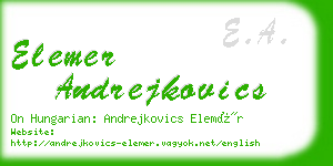 elemer andrejkovics business card